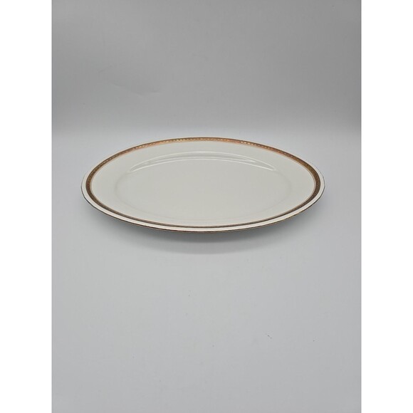 Rorstrand Sweden Oval Porcelain Platter #523 Gold Ribbon Pattern 13.25" x 8.5" - Picture 3 of 9